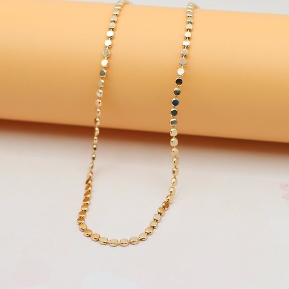 "Flat Disc Rose Gold Necklace Chic Reflective Shine, XPNL0136 - Picture 7 of 12